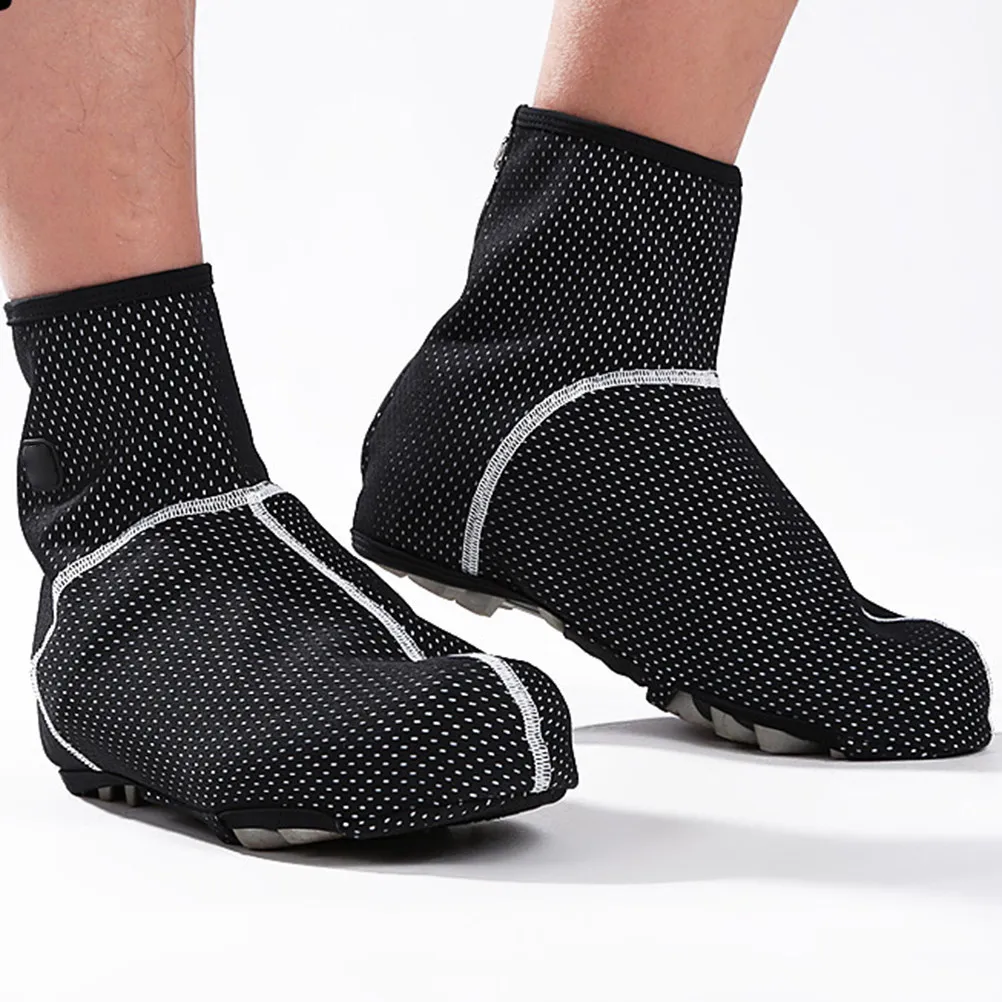 

1Pair Cycling Shoe Covers Waterproof Anti-Slip Warm Breathable Zipper Outdoor Riding Overshoes Size 45 Aerodynamic Protection