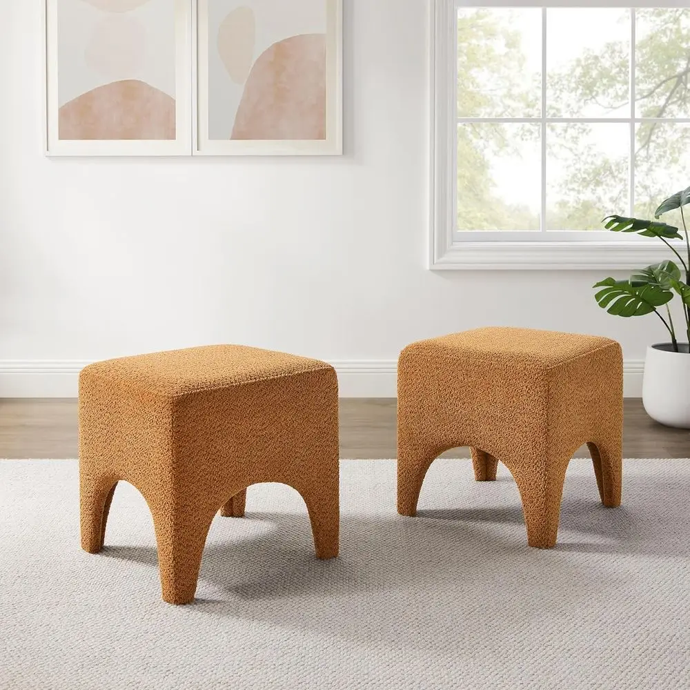 

17" Boucle ern Square oot Stool Ottoman, Vanity Stool or Makeup, Recoot Rest or Couch, Upholstered Ottoman Stool or Living Room,