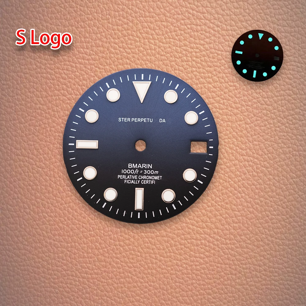 S Logo Quadrante 28.5mm SUB Quadrante Gradiente NH35 Quadrante Fit NH35/NH36/4R/7S Movimento Blu Ghiaccio Luminoso Orologio Accessori di Modifica