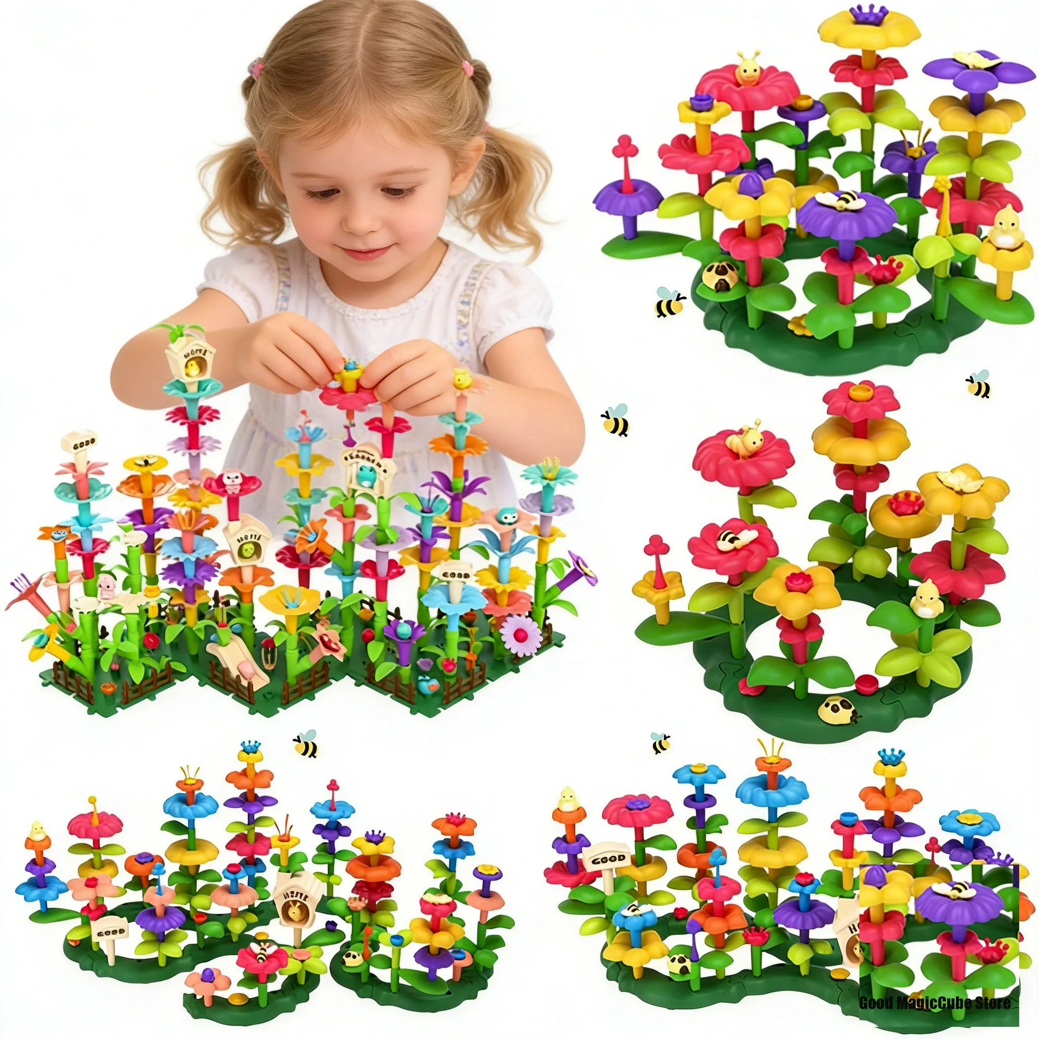

Flower Garden Building Toys STEM Educational DIY Assembly Creative Gardening Play Set Gifts for 3-7 Year Old Kids Boys Girls
