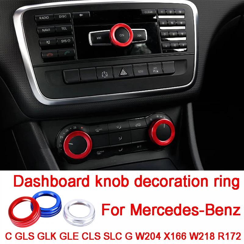 Anillo decorativo de perilla de volumen de interruptor A/C, 3 uds., para mercedes-benz C GLS GLK GLE CLS SLC G W204 X166 W218 R172, accesorios interiores