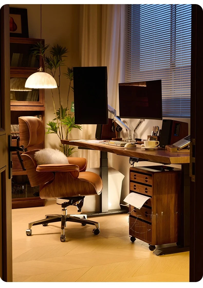 Solid wood electric lifting home office desk intelligent learning workbench