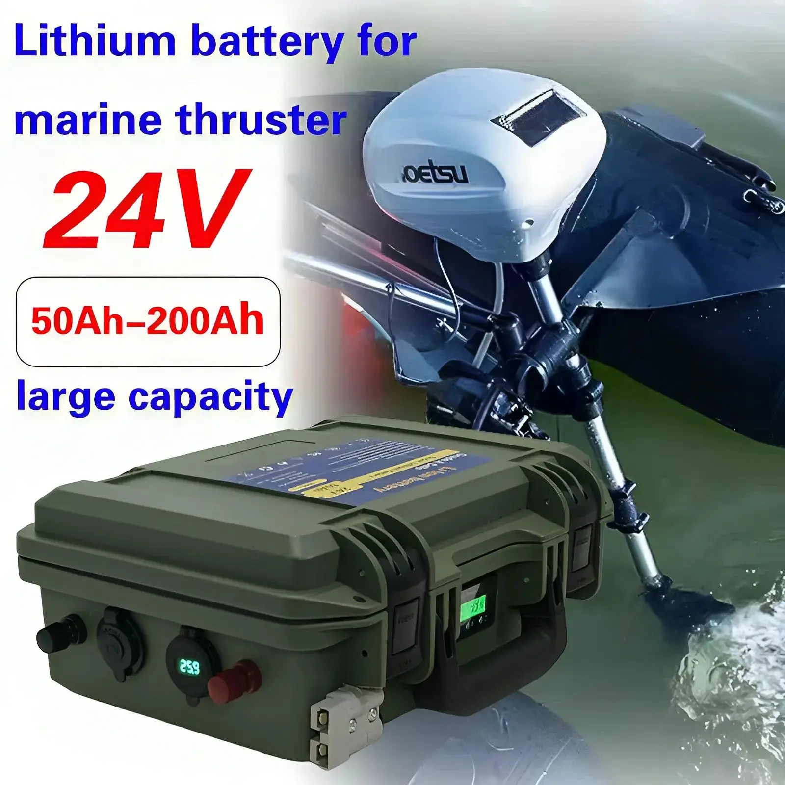 

24 В водонепроницаемый IP67 24 В 50 Ач 60 Ач 100 Ач 120 Ач 150 Ач 200 Ач 300 Ач литий-ионный аккумулятор для троллингового двигателя для кемпинга + зарядное устройство 10 А