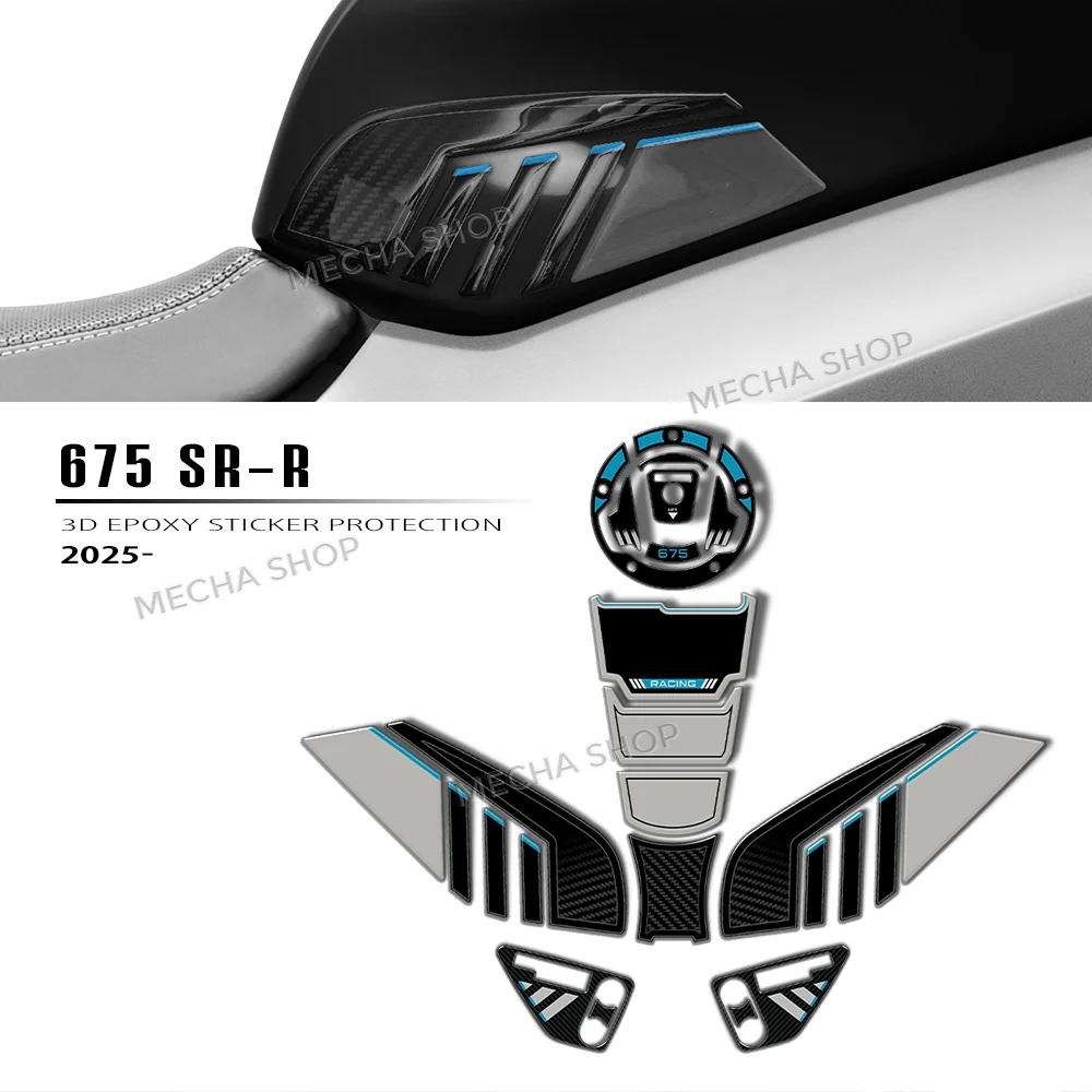 Motorcycle 3D Epoxy Resin Sticker fuel tank pad knee pads Protection Decal For CF MOTO 675SR-R 2025 2026