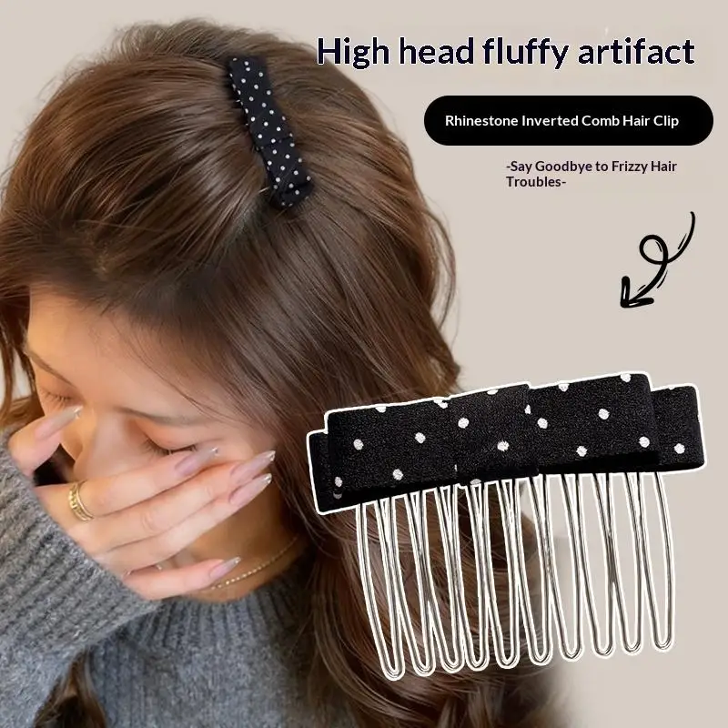 Polka Dot Bow Hair Comb With Cute Design Non Slip Teeth Perfect For Daily Wear Parties School Hairstyling