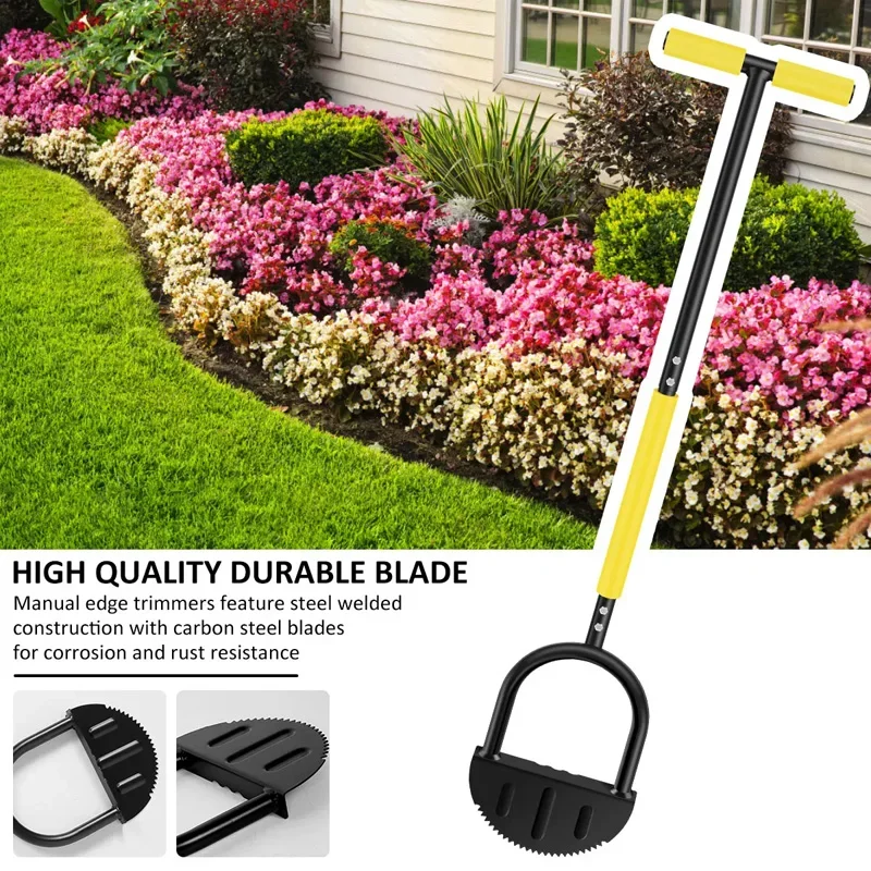 New Half Moon Edger Manual Trimming Shovel Half Moon Lawn Mowing Weeding Tools Serrated Edger Lawn Tool Landscaping Edging Tools