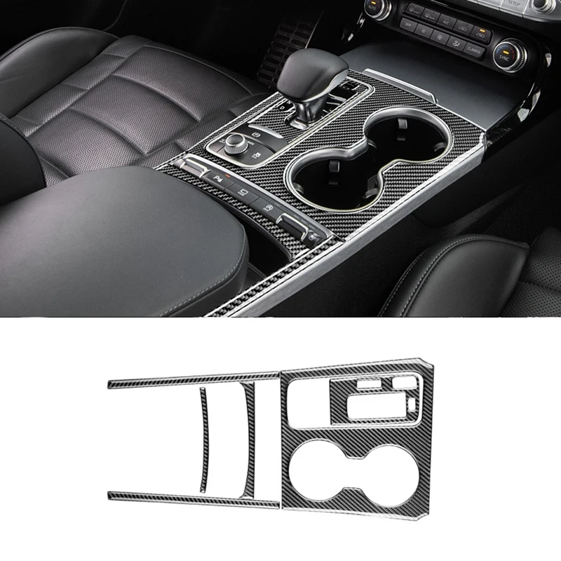 

Настоящее углеродное волокно для Kia Stinger 2018-2023, центральная консоль автомобиля, панель переключения передач, держатель для чашки, накладка, аксессуары
