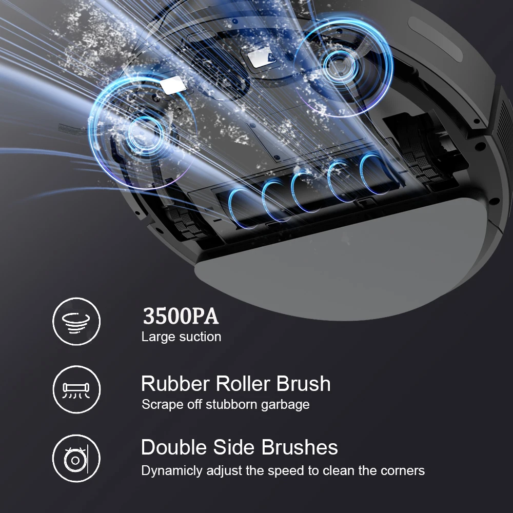 Robot Vacuum Cleaner Combo Mop With 3500PA Smart Wireless APP Control Floor Sweeping Machine  Self-Charging For Home Robotic