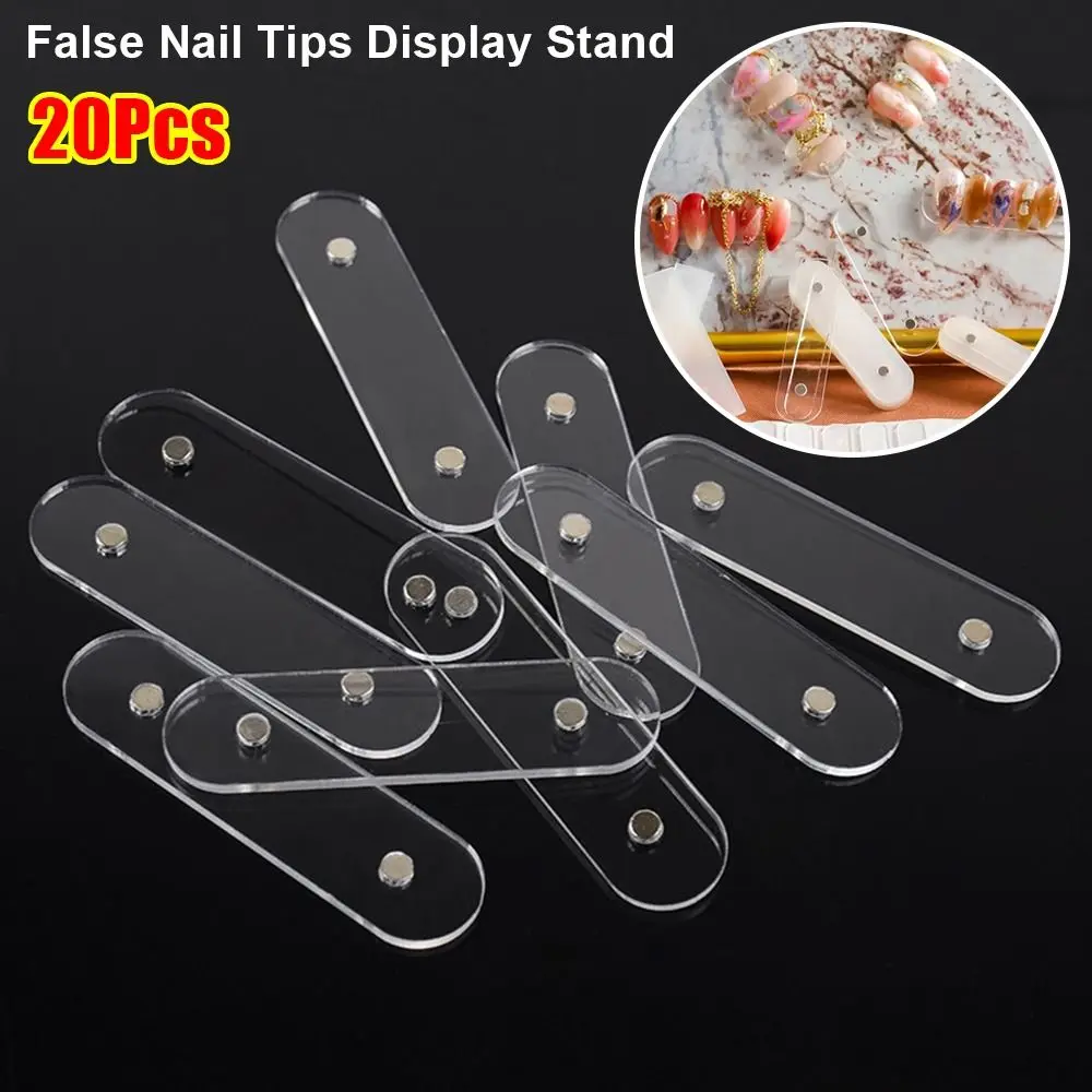 

10/20Pcs New Acrylic False Nail Tips Display Stand With Magnet Transparent Manicure Showing Tool Practice Magnet Strips