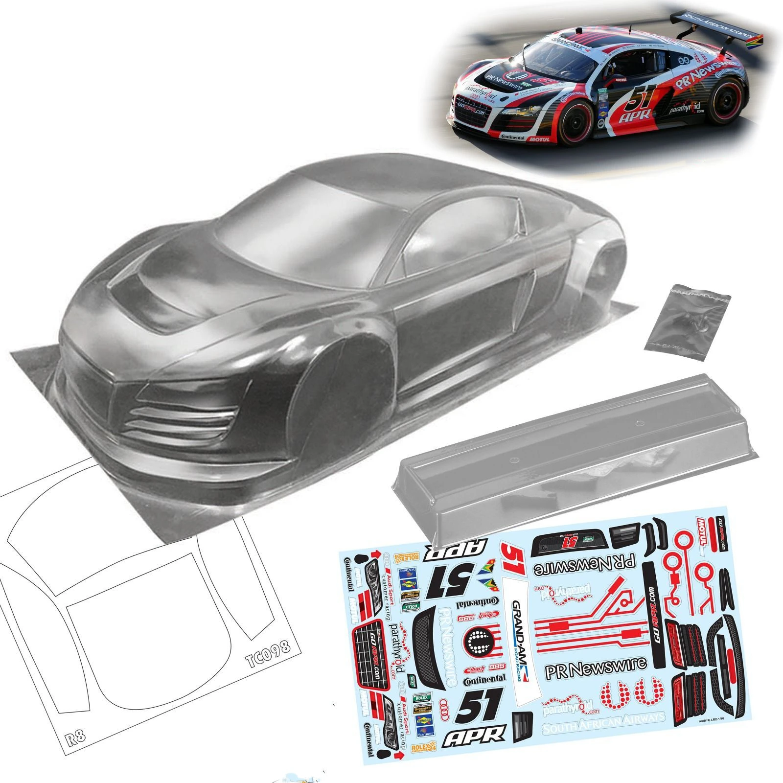 Wysokiej jakości R8 Sport DTM 1/10 drift RC PC ciała powłoki abażur 200mm szerokość przezroczysty drift ciała powłoki RC hsp hpi trax Tamiya