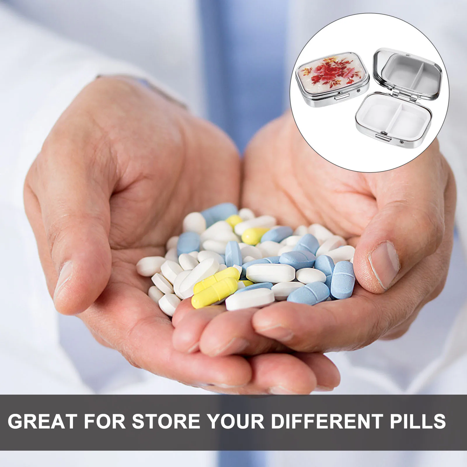 

2 шт. портативные футляры для таблеток, прочный металлический пластиковый ящик для хранения лекарств, органайзер для путешествий, контейнер-дозатор для домашнего офиса