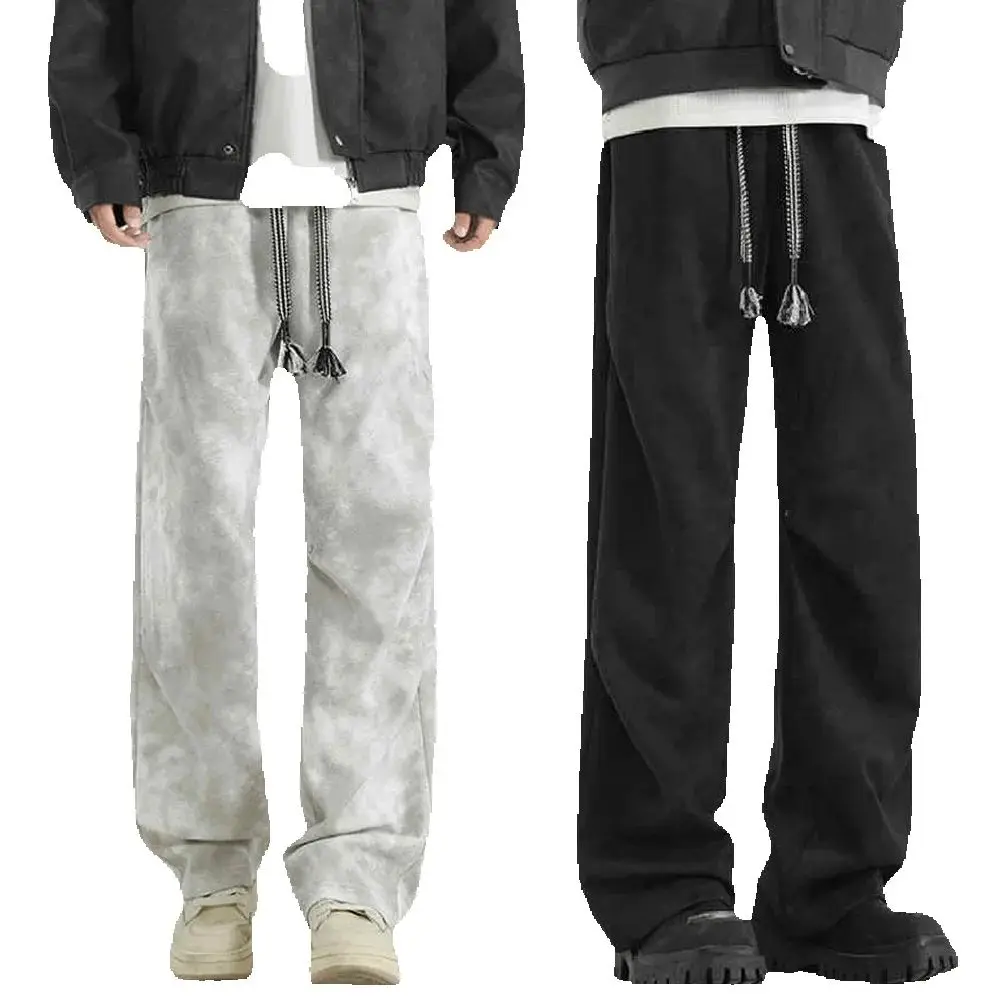 

Американские брюки с изогнутым ножом, широкие брюки в стиле уличный хип-хоп, мужские весенне-осенние свободные повседневные брюки