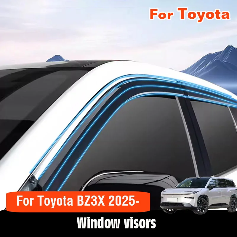 

For Toyota BZ3X 2025 2026 car Window Visors Rain Shield trim light strip Exterior modification practical Decoration Accessories