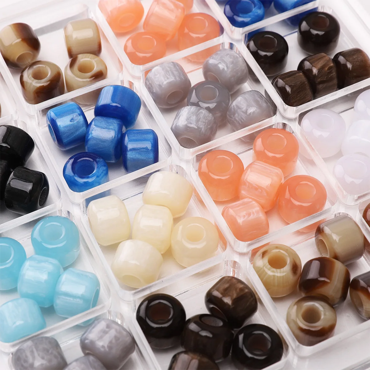 10pcs 12x10mm Big Hole Resin Beads Loose Spacer Beads For Making Bracelets Necklace Key Chain DIY Jewelry Accessories