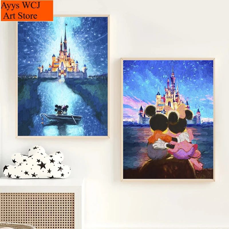 1pc frameless canvas painting Romantic Art Prints Mickey and