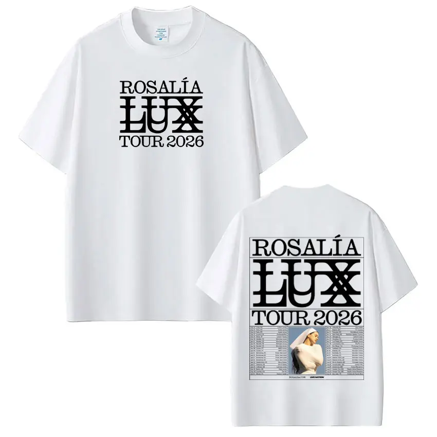 Singer Rosalía LUX Album Tour 2026 Print T-shirt Men Women Fashion Cotton T-shirts Oversized Hip-hop Casual Aesthetic T Shirts
