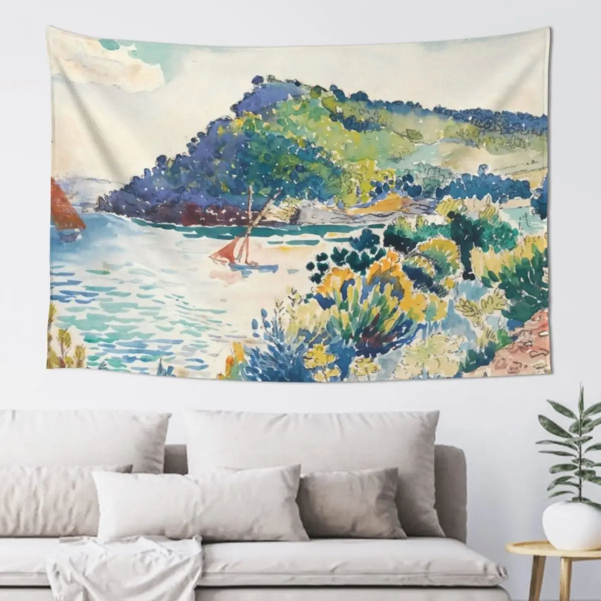 Henri Edmond Cross - ?TUDE POUR LE CAP N?GRE Tapestry Room Ornaments Luxury Living Room Decoration Carpet On The Wall Tapestry