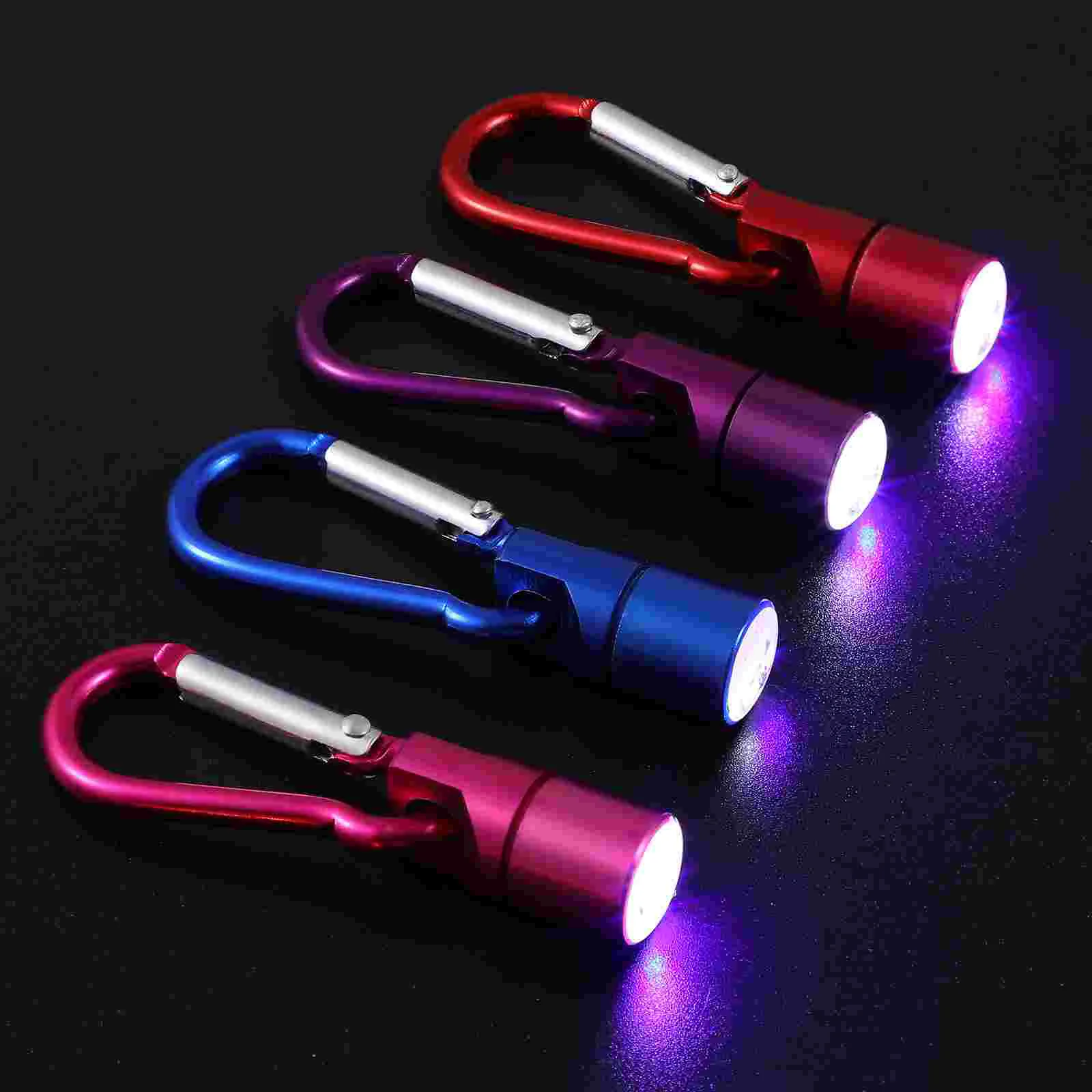 POPETPOP 4Pcs Portable Aluminum Pet Dog Cat Puppy LED Flashing Blinker Light Safety Collar Tag (Red+Blue+Purple+Pink)