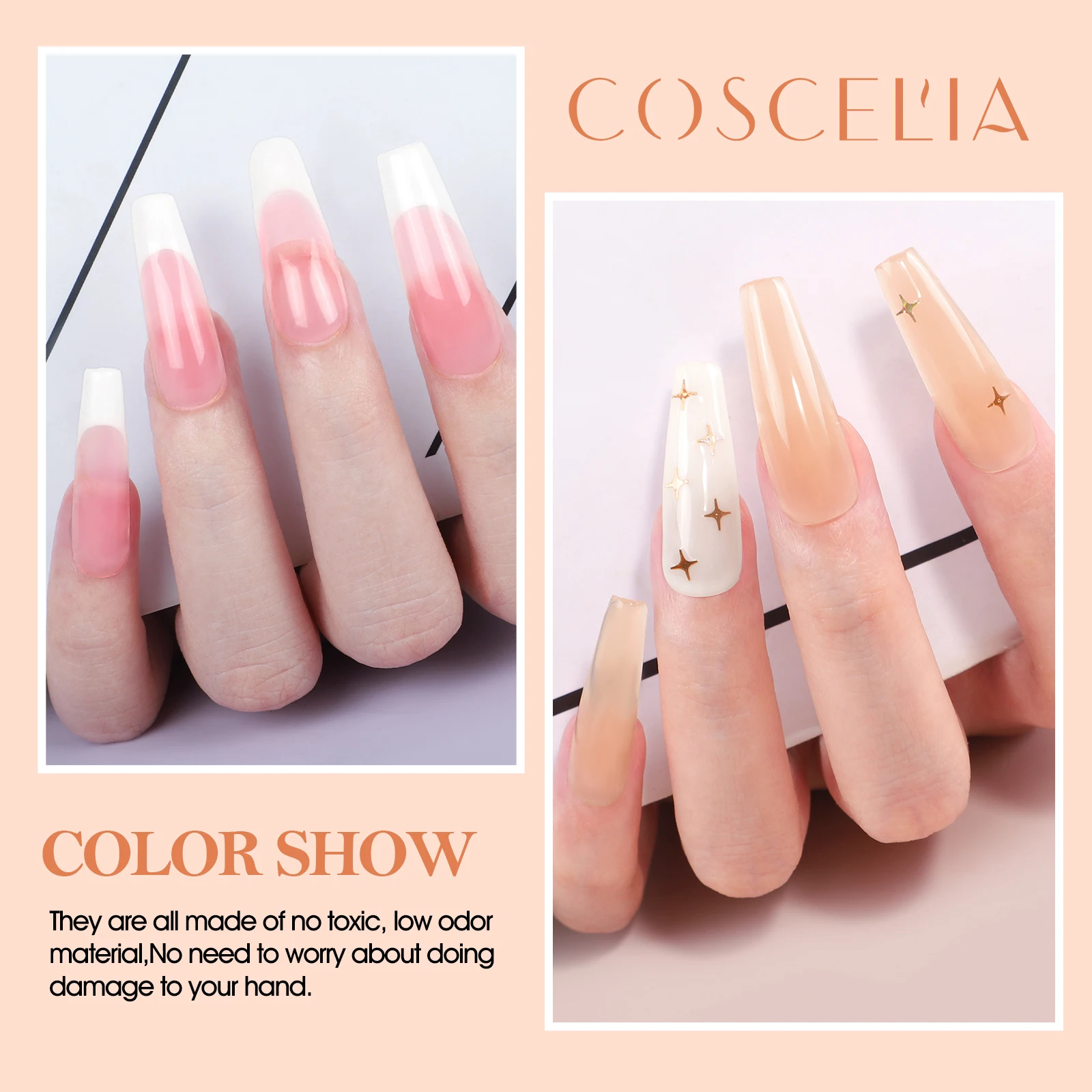 COSCELIA เล็บชุด 6 pcs เจล 3 pcs โพลีเล็บเจลชุดเล็บ Lampe และ Base Top Coat เล็บเครื่องมือ DIY ชุดสติกเกอร์