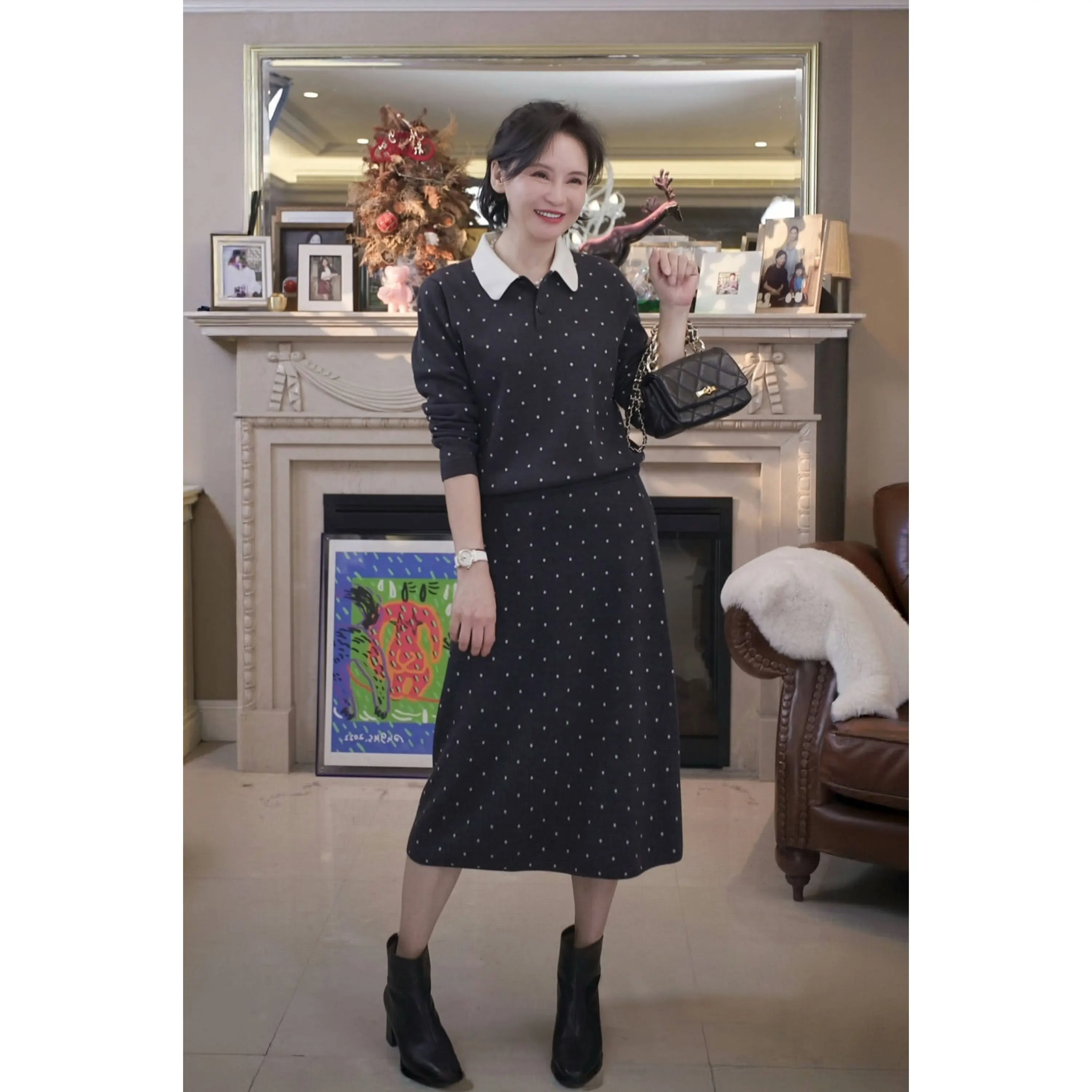 

RuienCo. Princ Diary irt 60-Strand Merino Wool Yangtze 6G Autumn Winter Women's Long Sve Casual Sle Knitted S...