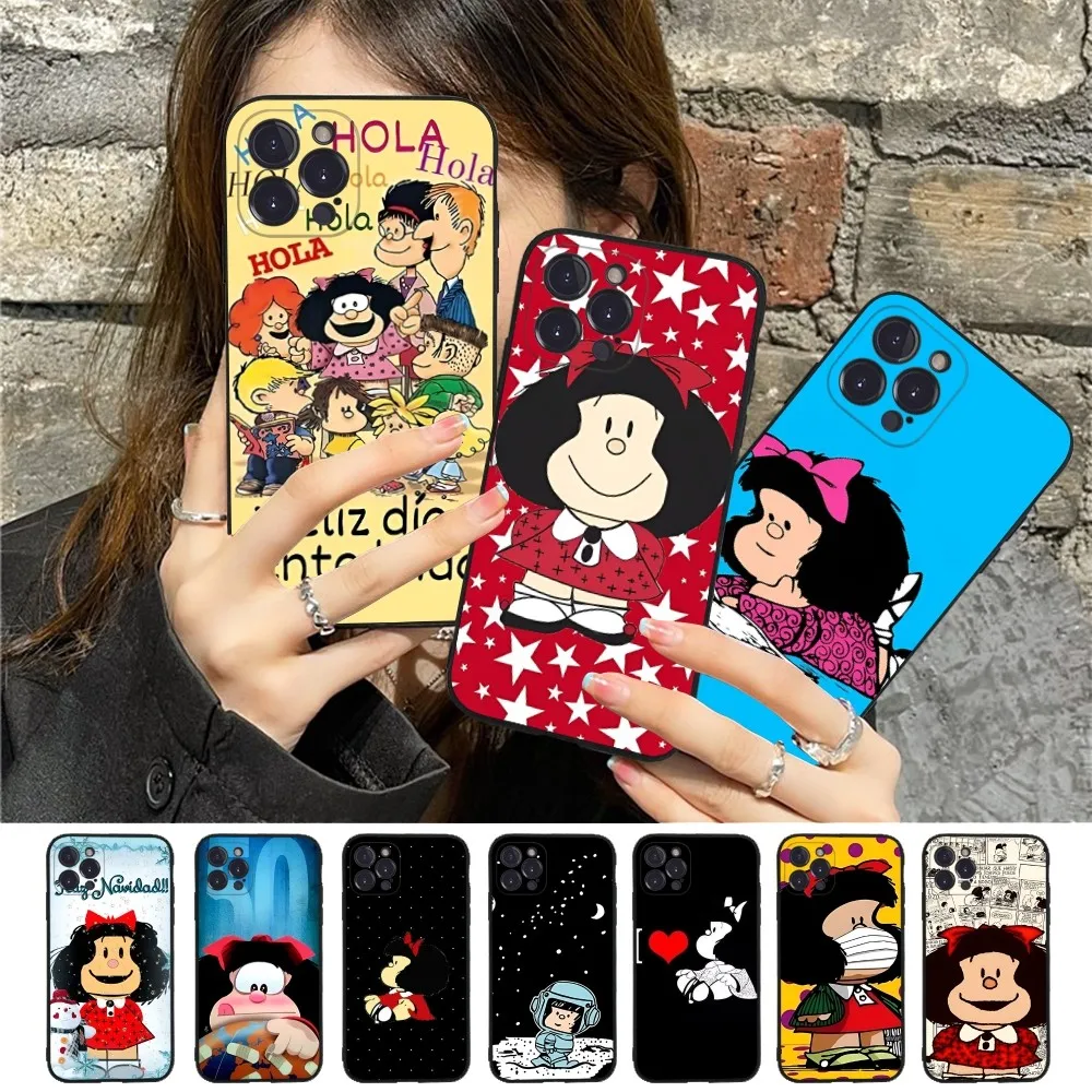 Mafalda Cartoon Phone Case Silicone Soft For Iphone 15 14 13 12 11 Pro Mini XS MAX 8 7 6 Plus X XS XR Cover