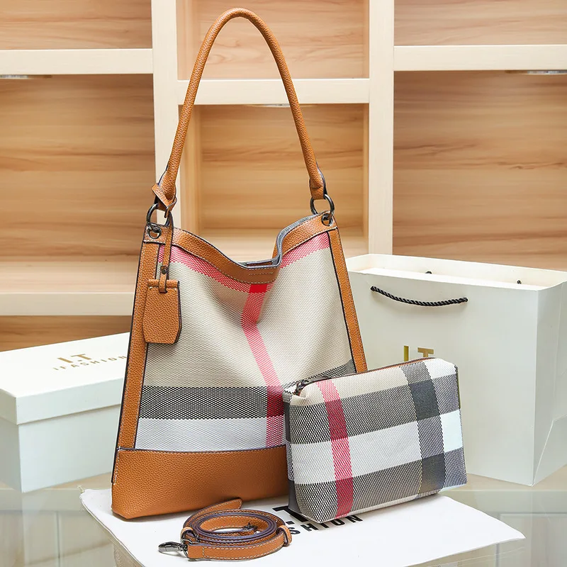 

2026 New Plaid Bucket Bag for Women, Premium Color-Block Tote, Fashionable Underarm & Shoulder Bag, Luxury Checkered Handbag