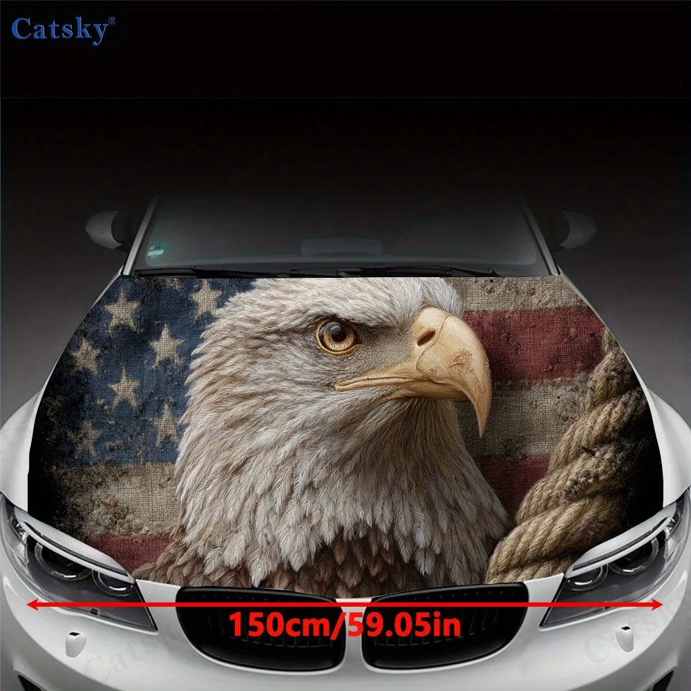 Dynamic Eagle with Stars Car hood decals, car cover decorative stickers, and vinyl wraps for cars, SUVs and trucks. Self-adhesiv