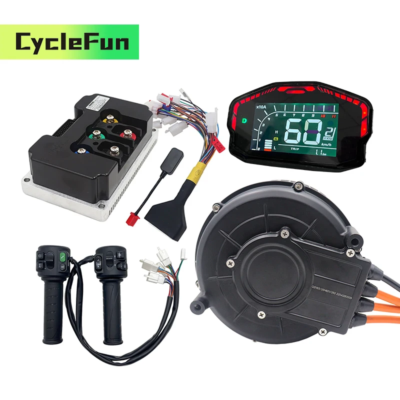 

QS 165 5KW V2 35H 60V 90KPH PMSM Mid Drive Motor With ND72450 FarDriver Controller DKD Display And T08 Throttle Electric Scooter