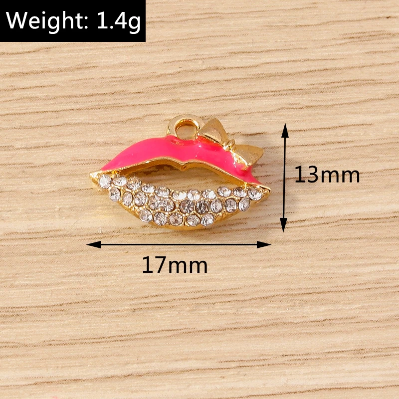 Tusember 10 Stück niedliche Emaille-Kristall-Lippenanhänger in Rot für die Schmuckherstellung, Halsketten, handgefertigte Ohrringe, Armbänder, Anhänger, DIY-Bastelarbeiten – Detail 17