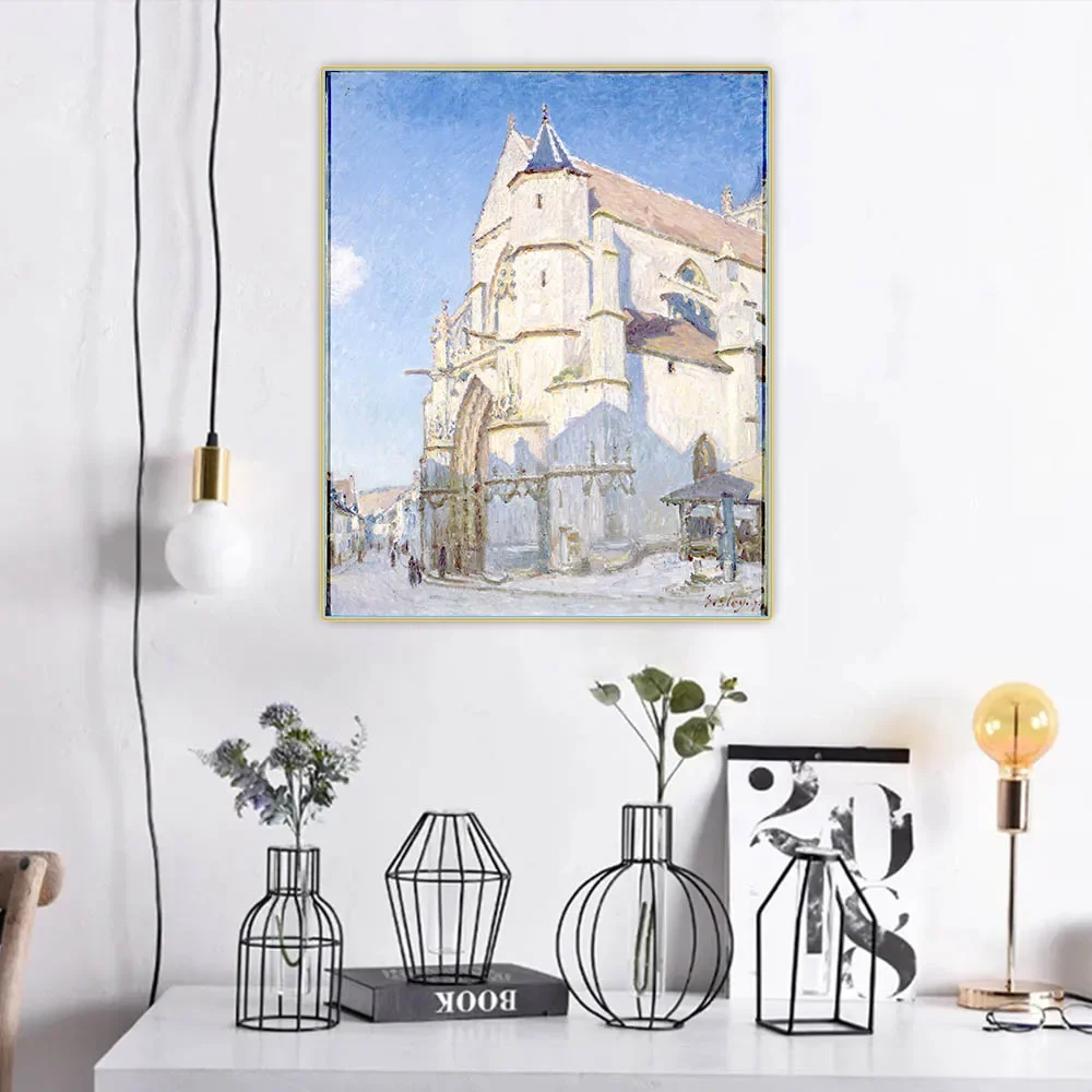 The Church at Moret by Alfred Sisley Canvas Oil Painting Aesthetics Picture Artwork Backdrop Wall Hanging Decor Home Decoration