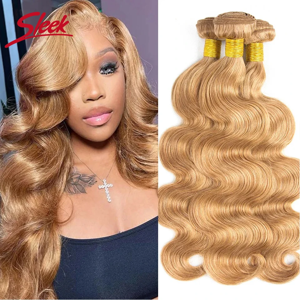 Blond 27# Brazilian Body Wave Bundles Nature Remy Human Hair 8 To 26 Inches Sold By 1/3/4 Hair Extension For Black Women