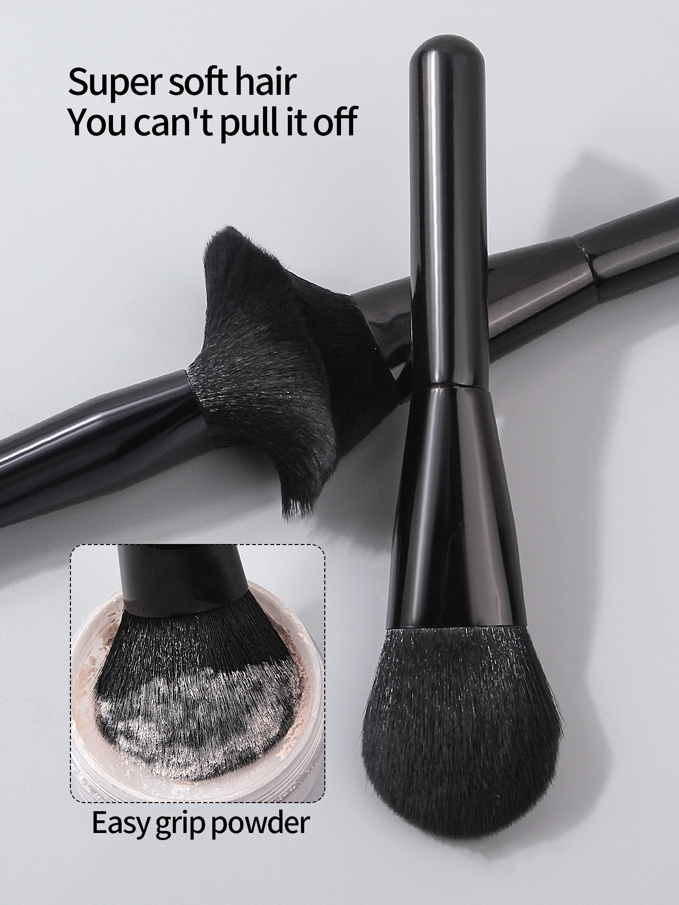 3 pçs todo-preto escova de blush de cerdas macias configuração escova de pó multi-funcional portátil ferramenta de pincel de maquiagem para iniciantes