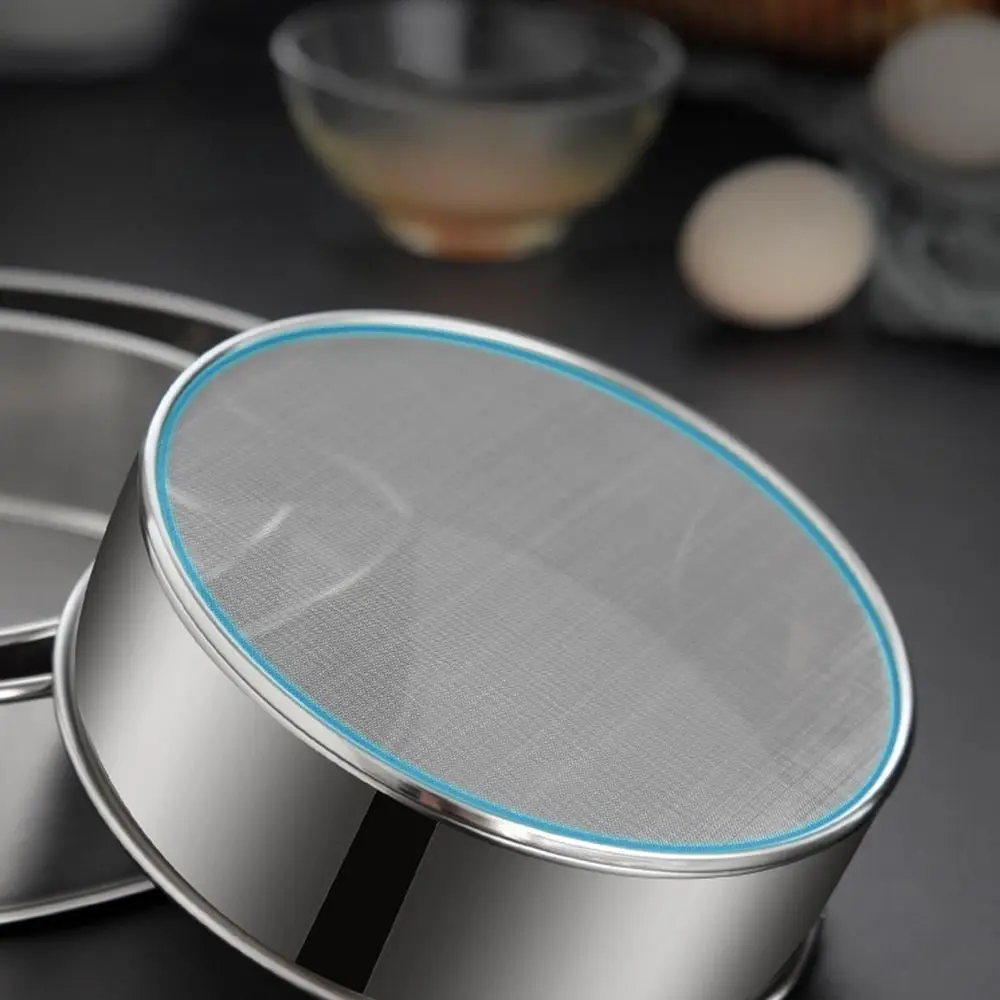 Round Flour Sieve Stainless Steel 15/20/25/30cm Mesh Flour Sifter Silver Ultra-fine 60 Mesh Handhold Strainer Sifters