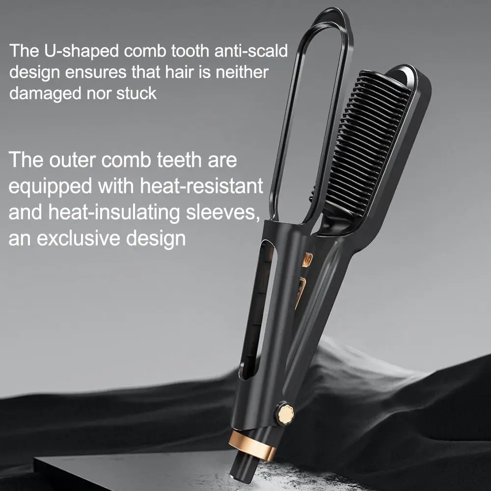 

Anti Scald Electric Hair Straightening Comb 2 in 1 Fast Heating Portable Hair Straightener Smooth Comb Teeth Detangling