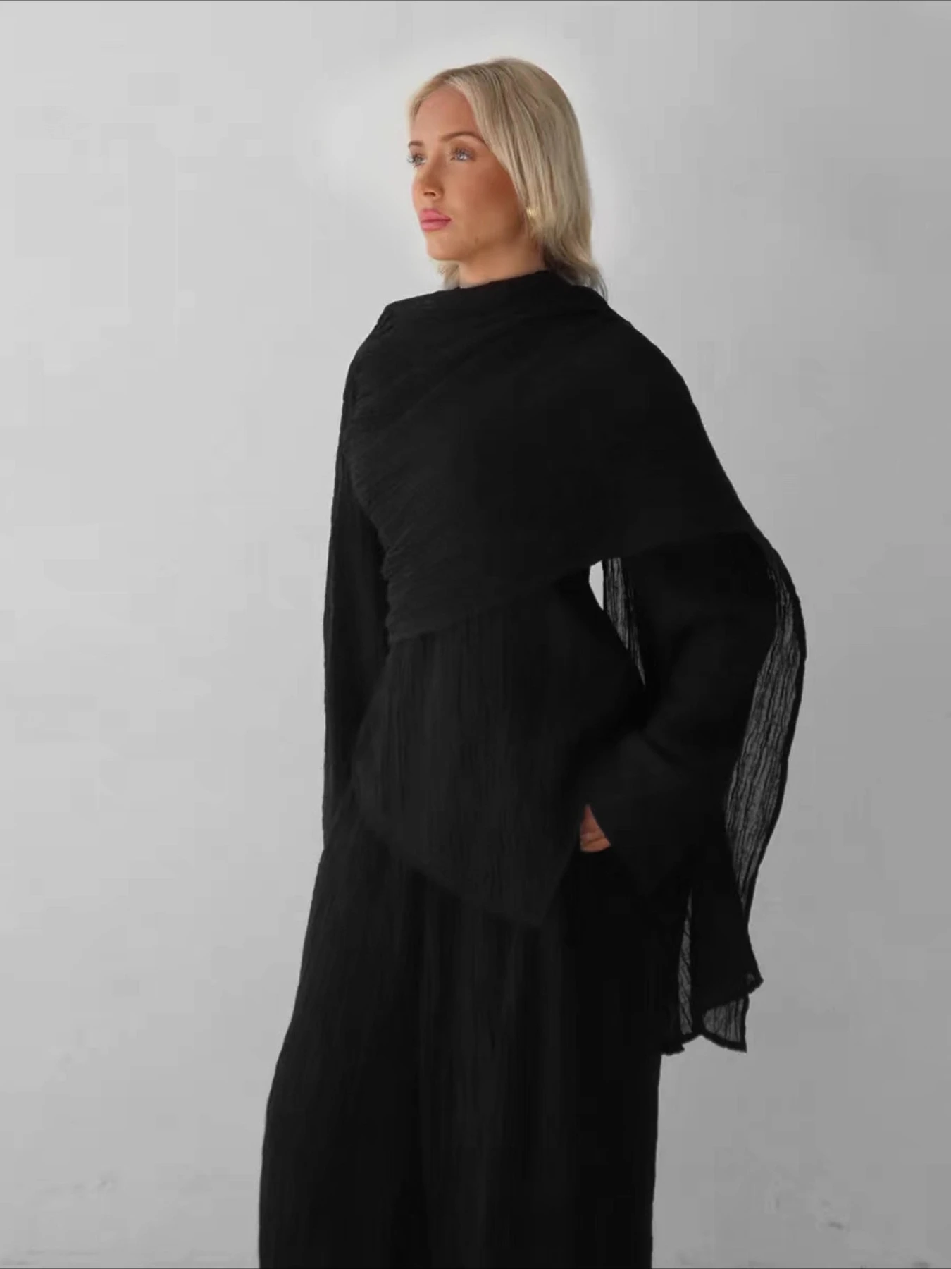 Musulman 2 pièces Ensemble femmes Blouse haut avec pantalon à jambes larges Costume marocain Musulman Ensemble dubaï Islam décontracté Femme tenues arabes