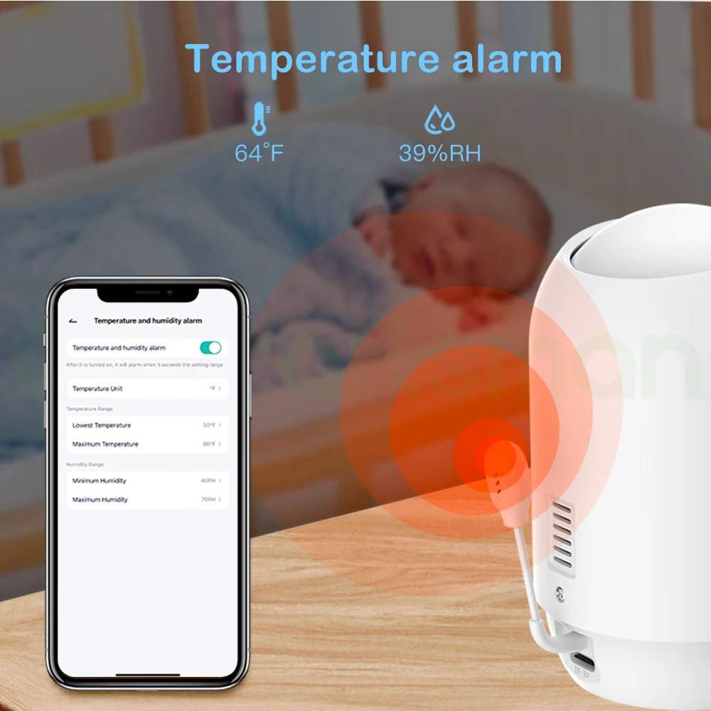 Imagem -05 - Monitor de Bebê sem Fio para Segurança Doméstica Áudio Bidirecional Detecção de Choro Rastreamento Automático Wi-fi Artesão y1 2.4g 5.8g