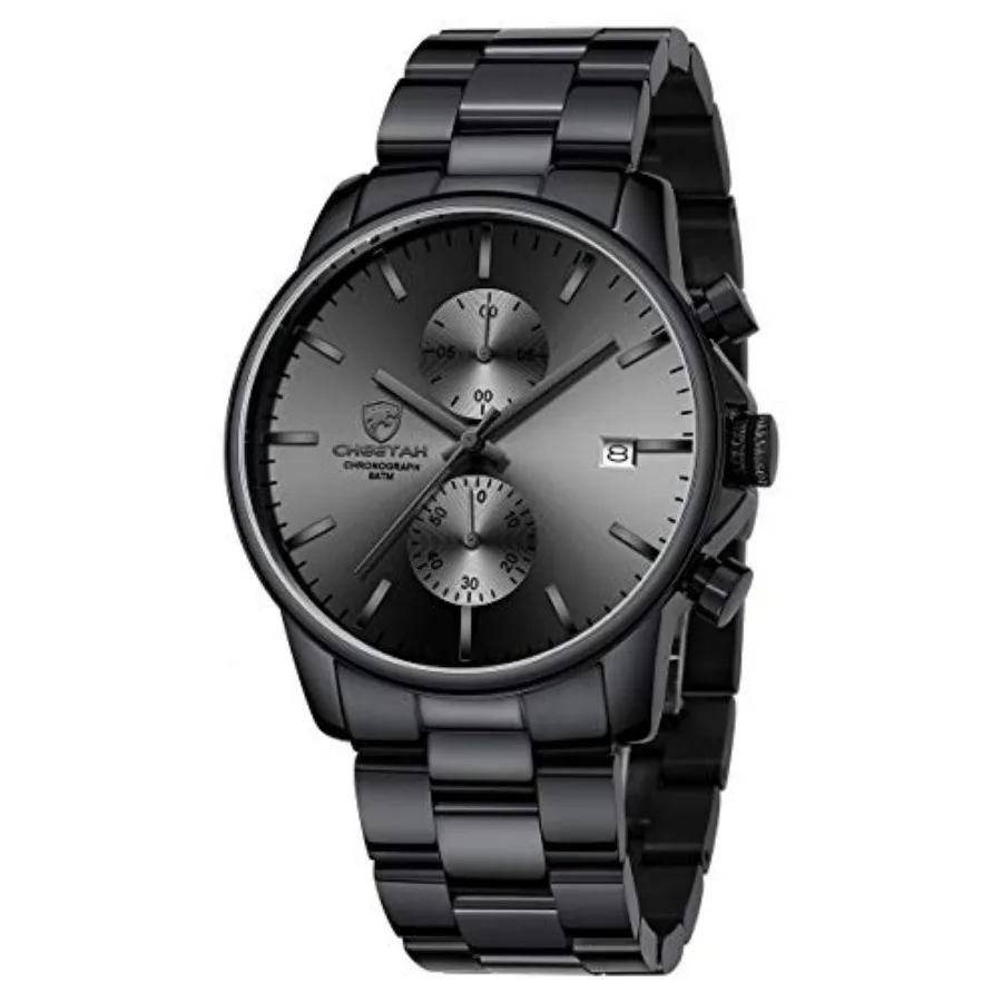 

Fashion Business Mens Watches with Stainless Steel Waterproof Chronograph Quartz Watch for Men, Auto Date