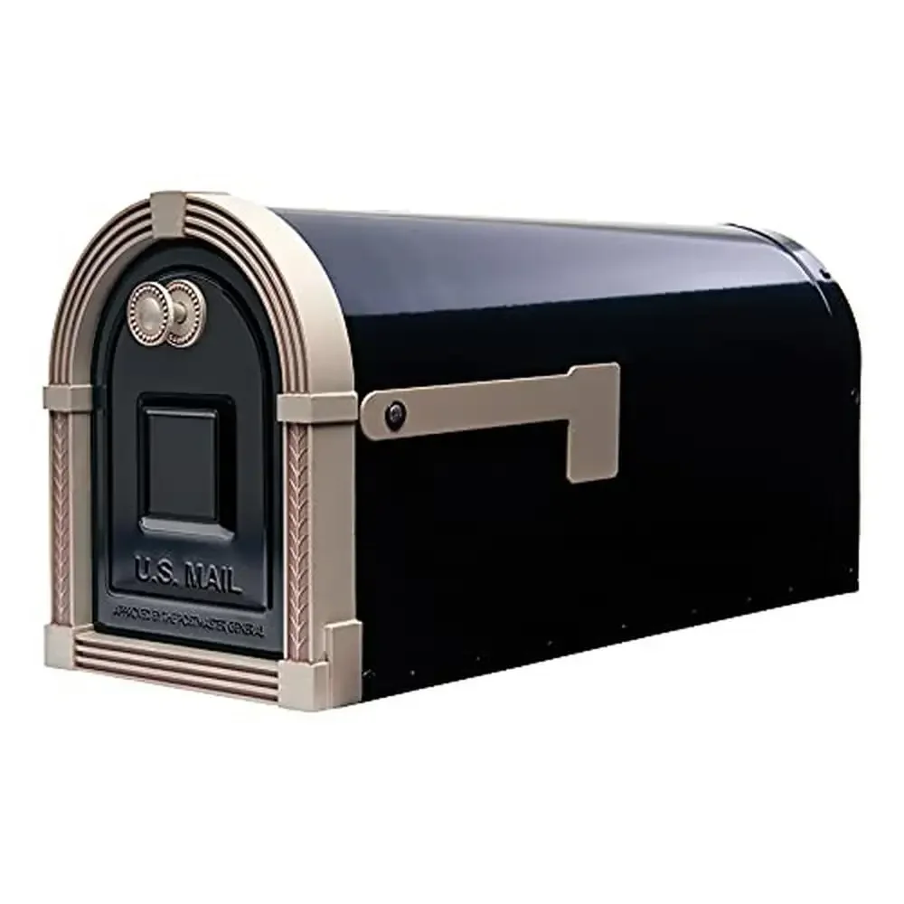 

Large Steel Post Mount Mailbox Black with Brushed Nickel Finish Heavy-Duty Galvanized Steel Large Capacity High Volume Mail