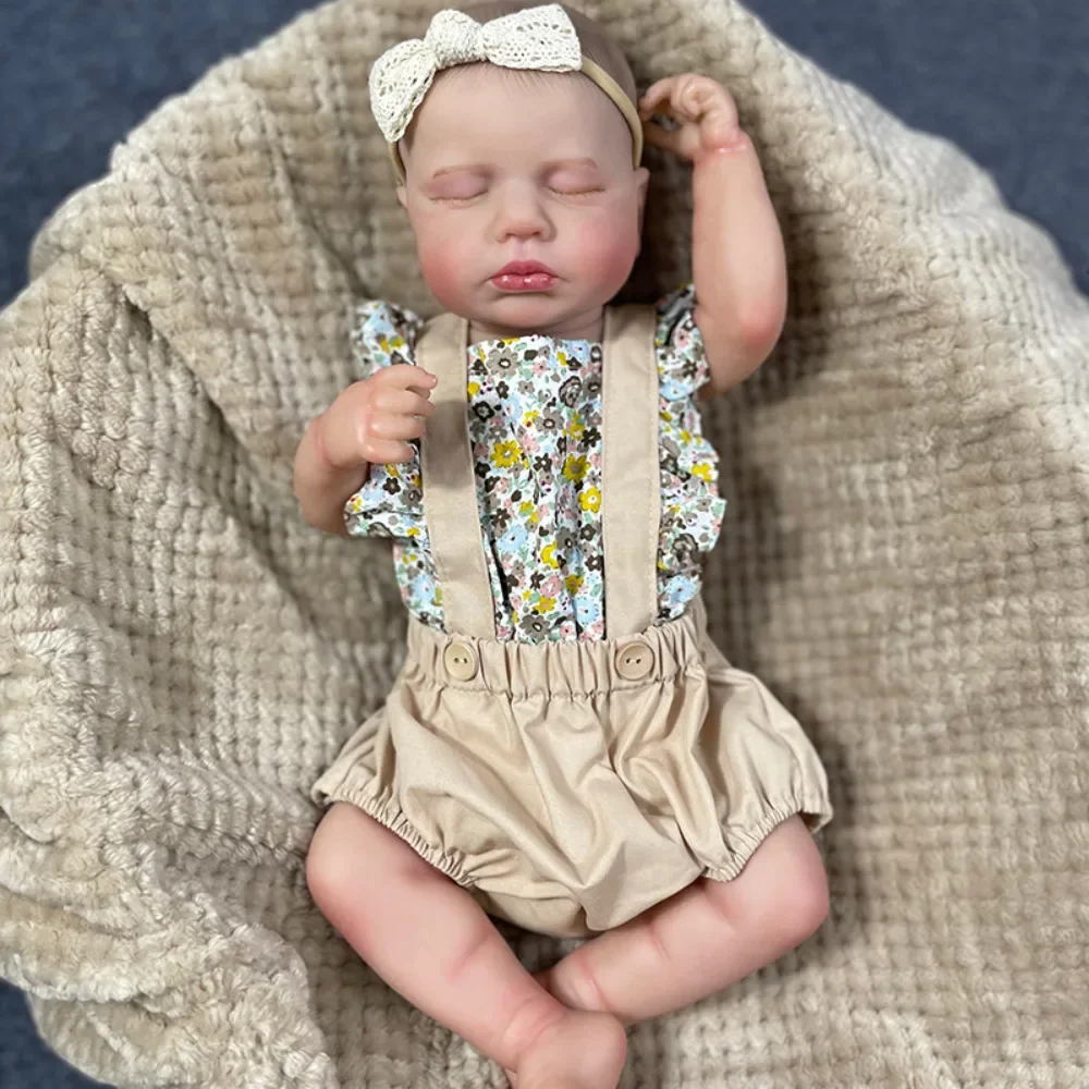 19inches Silicone Reborn Sleeping Newborn Baby Doll Loulou Flexible 3D Skin with Visible Veins Bebe Reborn juguetes para niñas