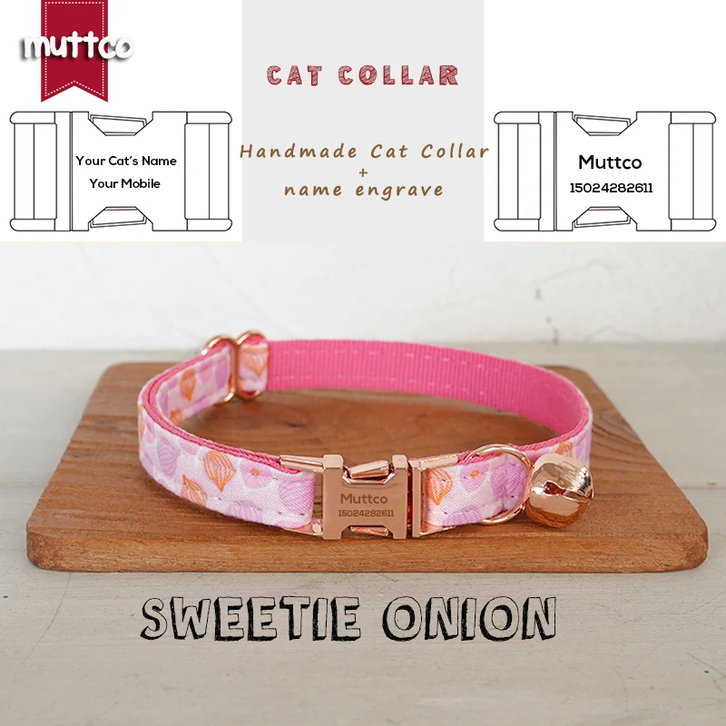 MUTTCO Engraved environmental protection self-design personalized cat collars SWEETIE ONION  handmade collar  2 sizes UCC166