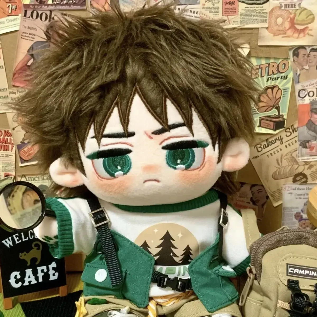 20cm Anime Eren Wypchana bawełniana lalka Cute COS Attack on Titan Dress-up z uszami Pluszowe zabawki dla fanów Prezenty kolekcjonerskie dla dzieci