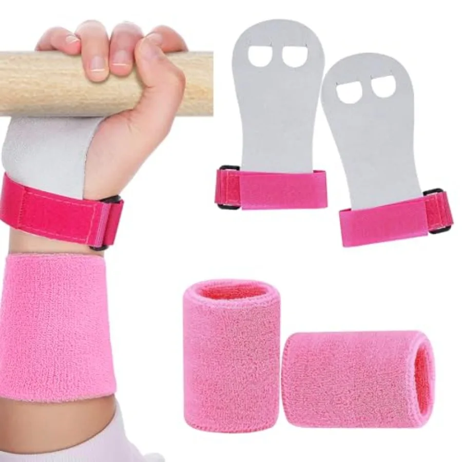 2PCS Gymnastics Hand Grips Gloves Wristbands, Gymnastic Hand Grips Gymnastic Bar Palm Protection and Wrist Support Sports Acces
