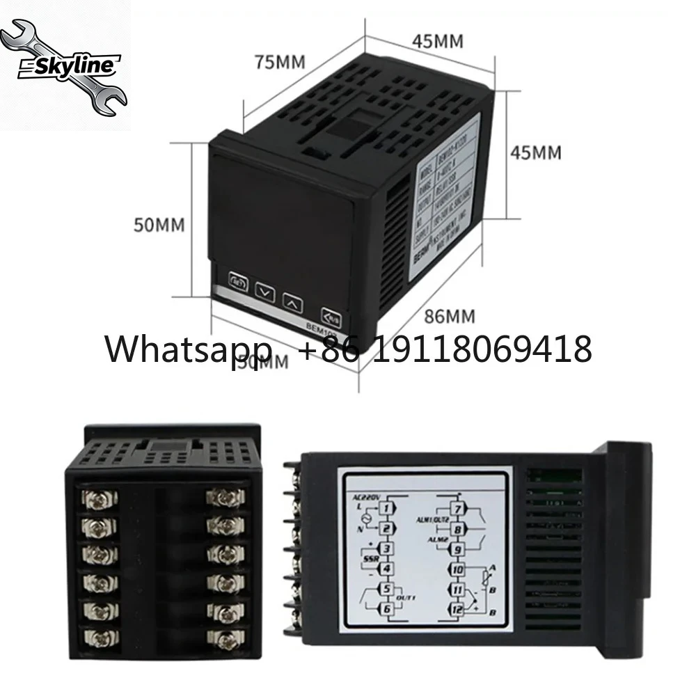 220VAC Temperature Controller, PT100/K/J Thermocouple 4-20mA RS485 Modbus Panel