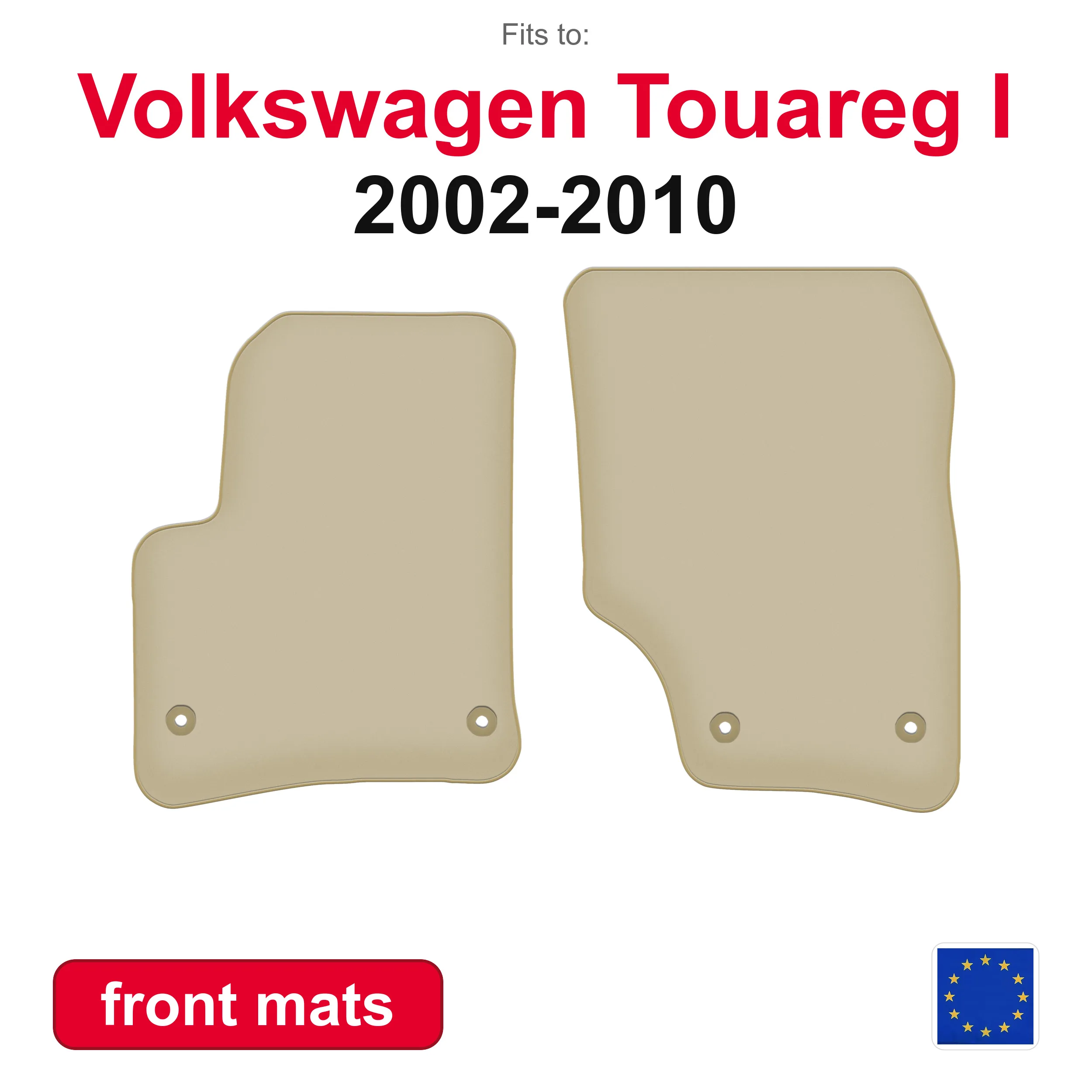 PREMIUM Vorderfußmatten für Porsche Cayenne I SUV (2002-2010) - Beige 2-teiliges Set Autofußmatten für Fahrzeugboden