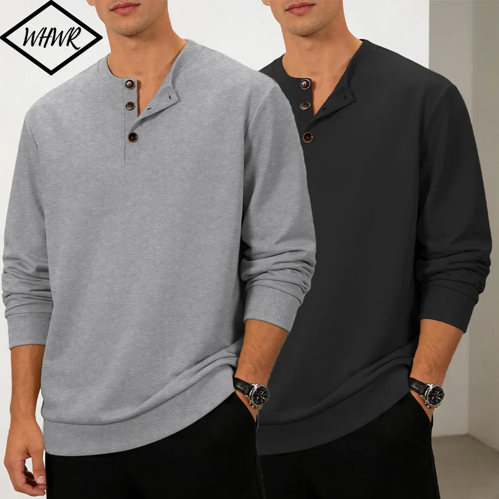 

Men's Henley T-shirts Long Sleeve Shirts Basic Bottoming Casual Button Neck T Shirts Comfortable Soft Pullover Tops Streetwear
