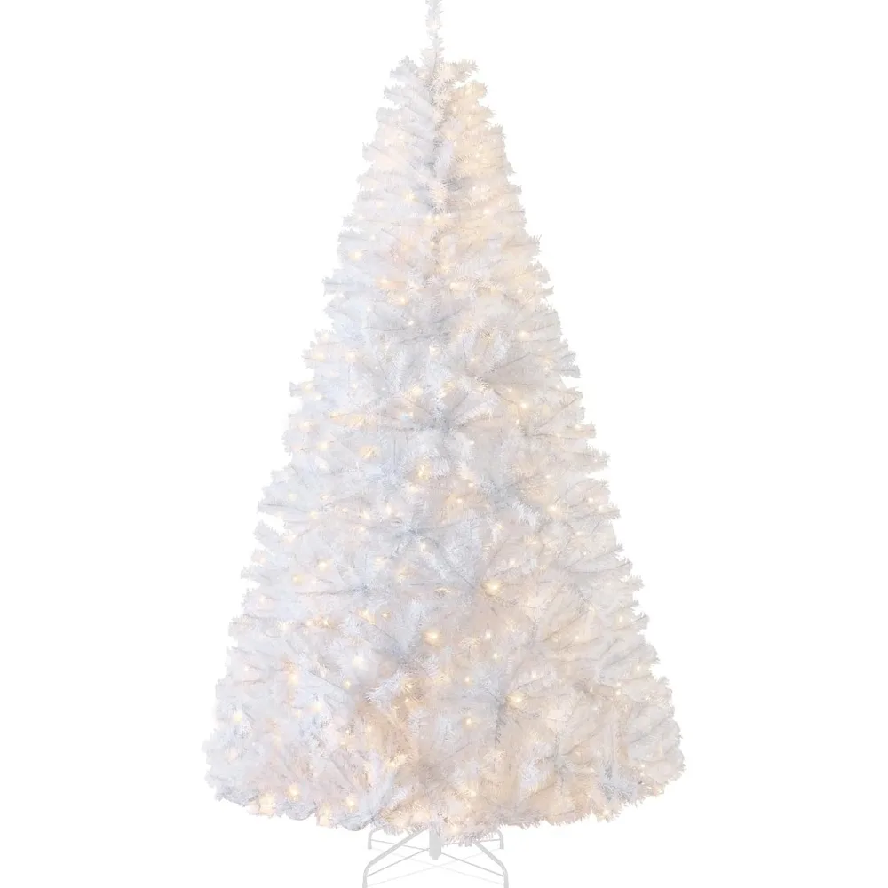 

6 Foot Premium White Artificial Christmas Pine Tree with Pre-Lit Warm White Lights and Stand