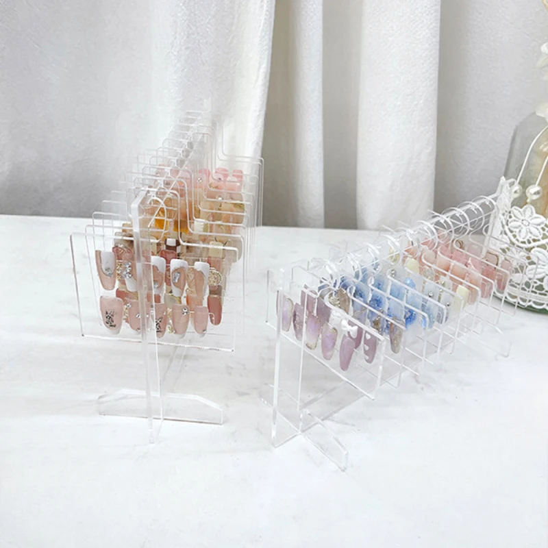 Nail Art Product Display Board Acrylic Color Card Design Sample Hanging Rack Nail Patch Artworks Display Hook for Salon Desktop