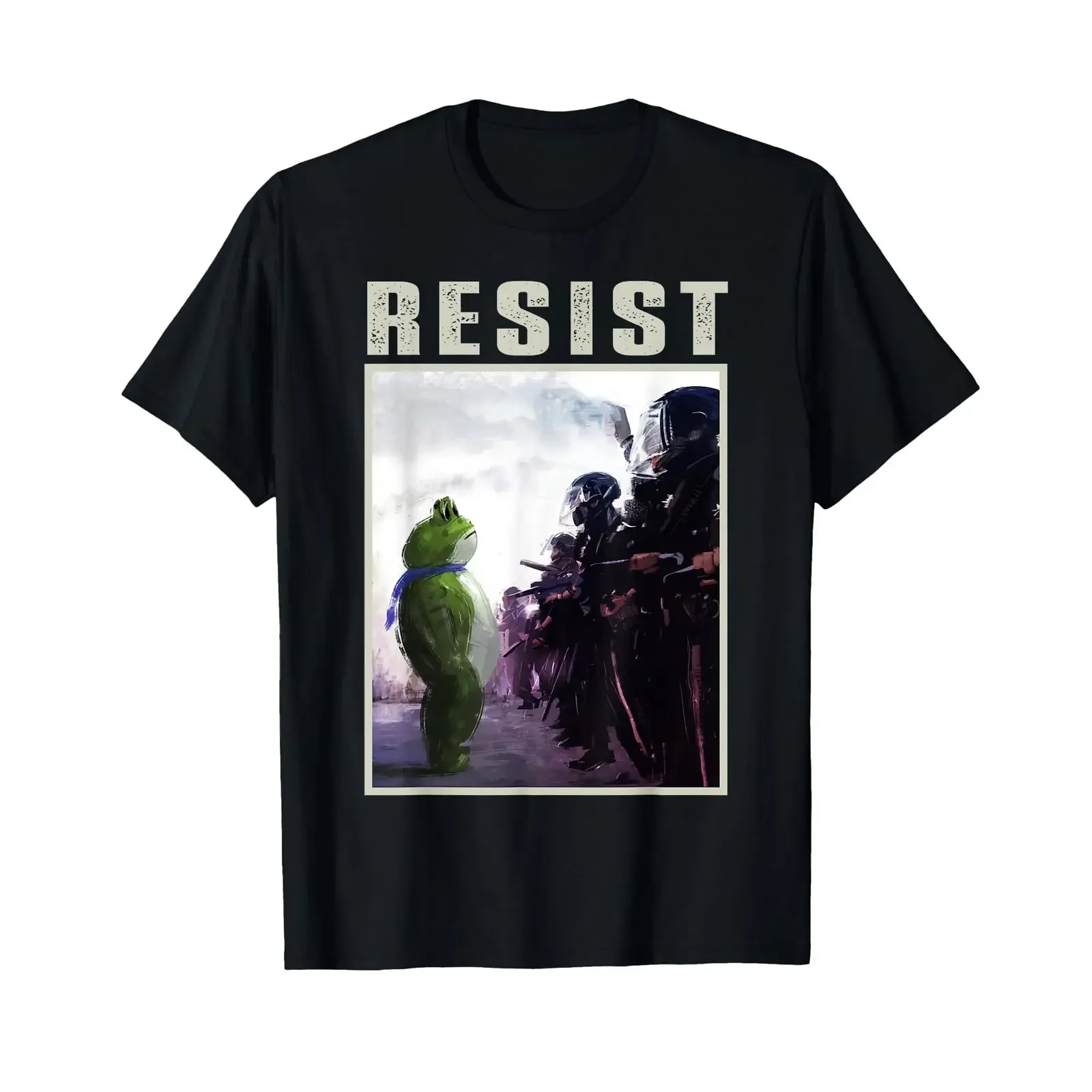 Portland 2025 Resist Frog Protest Art T Shirt vintage Washed Stretched Breathable Unisex Casual Comfortable
