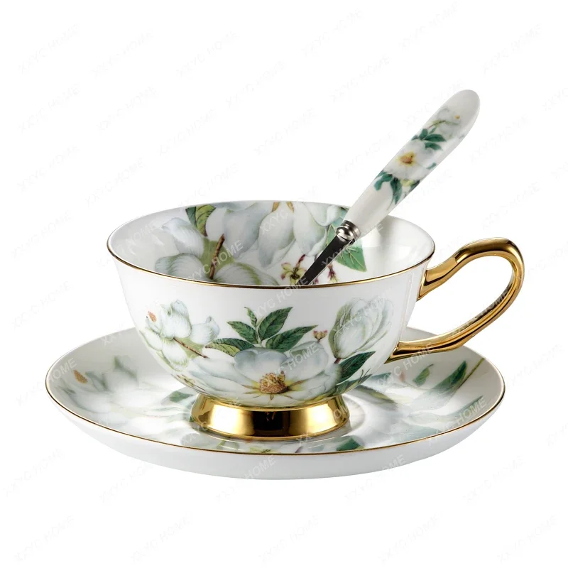 

European Coffee Cup Suit Bone China Gold Rimmed Creative Simple Ceramic Household Cups Cup and Saucer