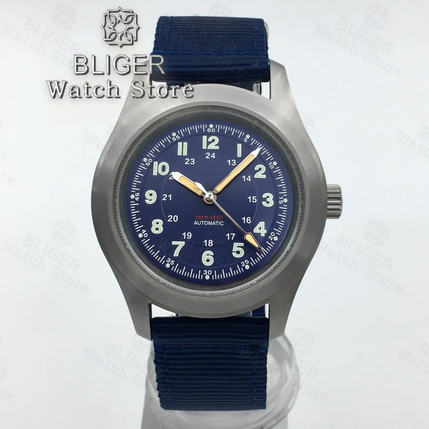 BLIGER 36 ミリメートル 39 ミリメートル 20BAR ダイブパイロットメンズ自動スチール時計 NH35 PT5000 機械式腕時計サファイアガラスグリーン夜光